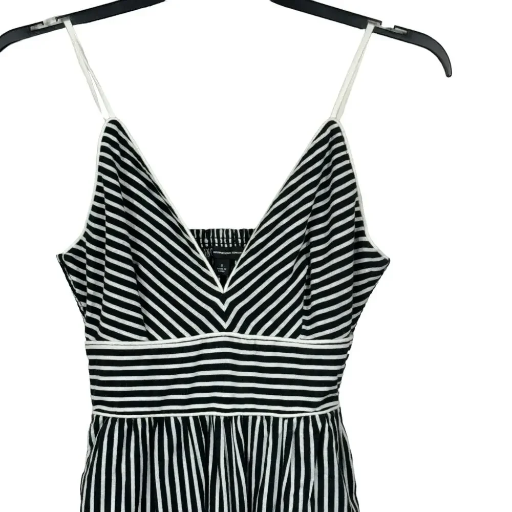 INC Small Romper Jumpsuit Wide Leg V-Neck Spaghetti Straps Striped Empire Waist - Picture 2 of 8